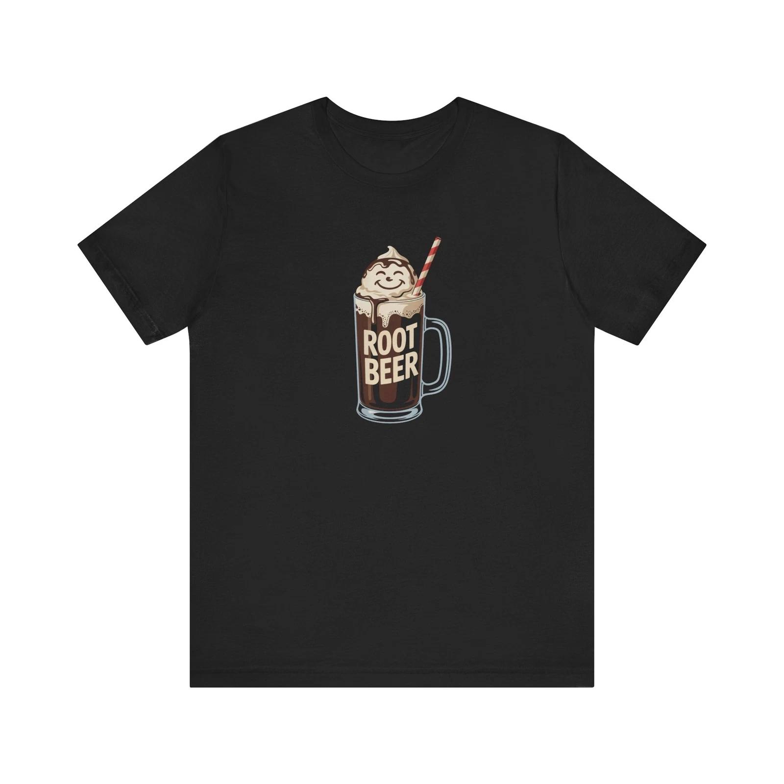 Root Beer Float Cartoon Tee, Funny Beverage Shirt, Cute Summer Graphic T-shirt, S