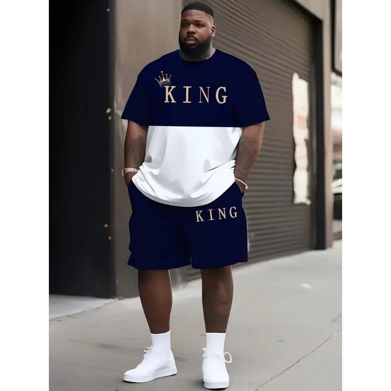 Men's Short Sleeve T-shirts And Shorts Set Outdoor Street Short Sleeve Top Shorts Plus Size Casual Summer T Shirts 2-piece Set