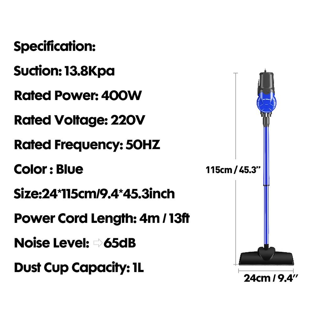 Aspirapolvere portatile verticale da 400 W 220 V 13800 Pa con pattumiera da 1 litro 13800 Pa Aspirazione potente per la pulizia domestica della polvere silenziosa