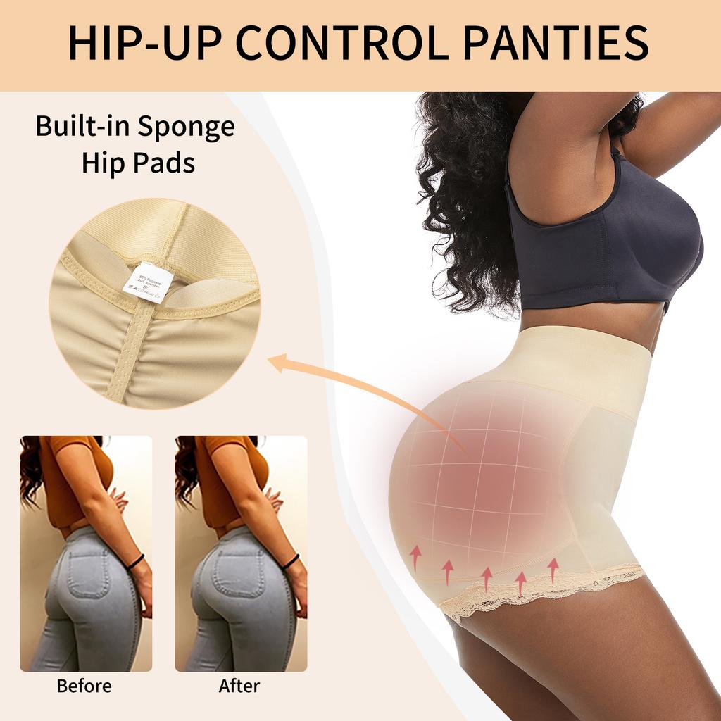 Zvednutí zadku Shapewear Spodní prádlo Falešný zadek Polstrovaný Booty Lifter Šortky Vysoký pas Trenažér Body Shaper Hip Enhancer Kalhotky na kontrolu bříška