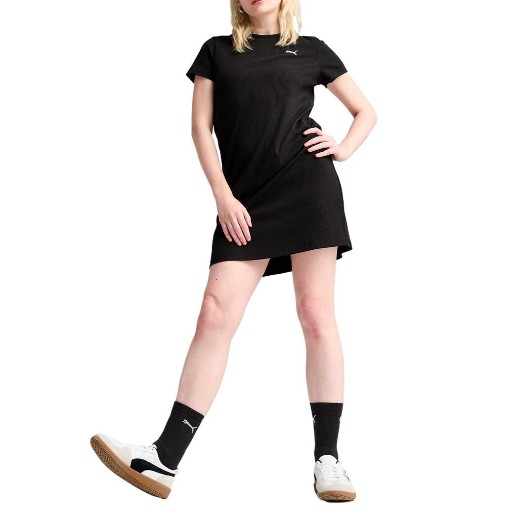 Puma Moisture-Wicking Loose Casual Outdoor Sports Short Sleeve Dress Women Dresses Black 685022-01