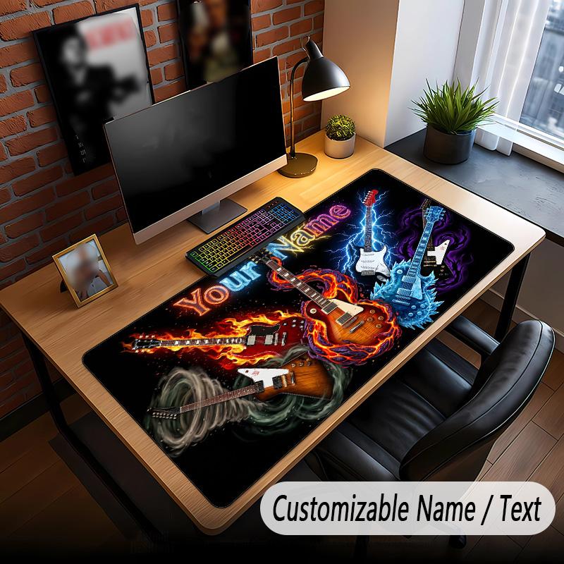 Music Guitar Theme Custom Mouse Pad Personalized With Name Text Customized Desk Mat For Office Home Decor