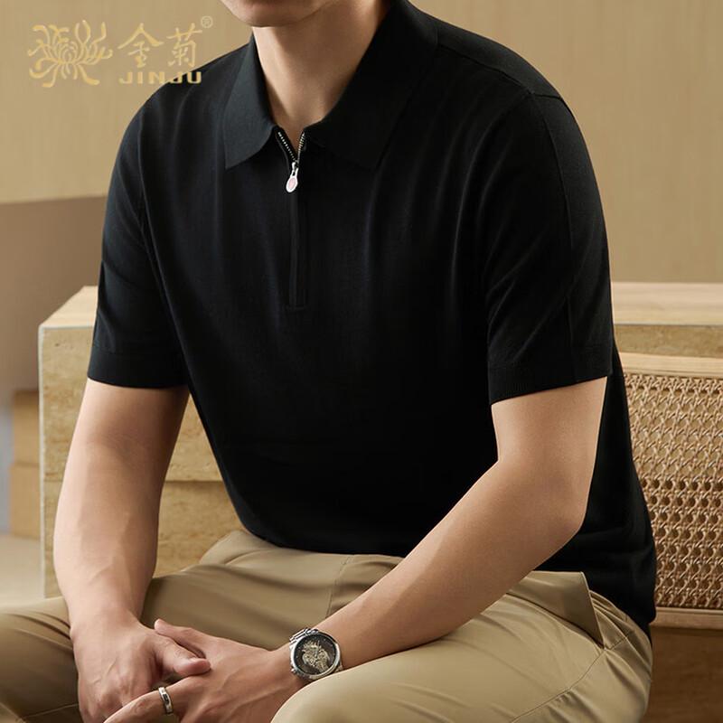 Jinjum Men s Premium Silk-Tencel Blend Knit Polo Shirt XL
