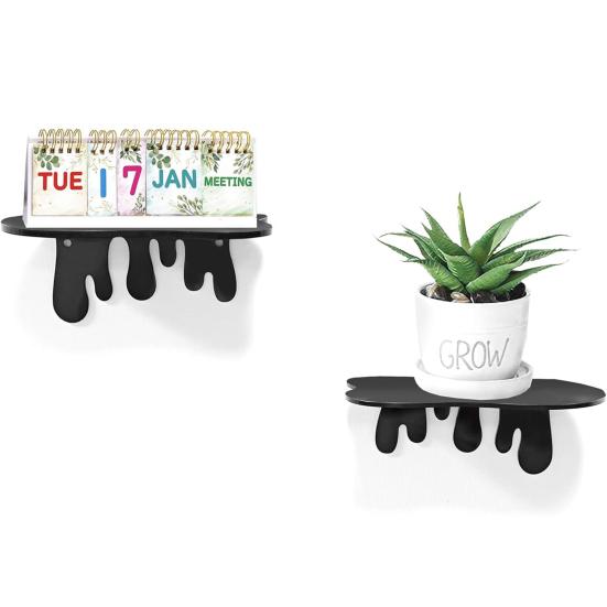2Pcs Wall Mount Storage Shelf Strong Load-bearing Simple Installation Wall Floating Shelf Organizer Display Rack
