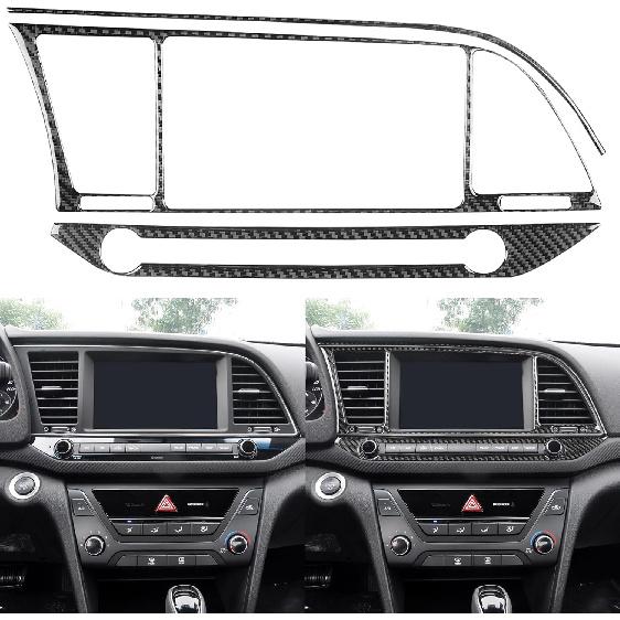 NVCNX Real Carbon Fiber Accessories for Hyundai Elantra 2017 2018 Car Thick Overlay Center Console Gear Shift Panel Button Cover Interior Trim Soft