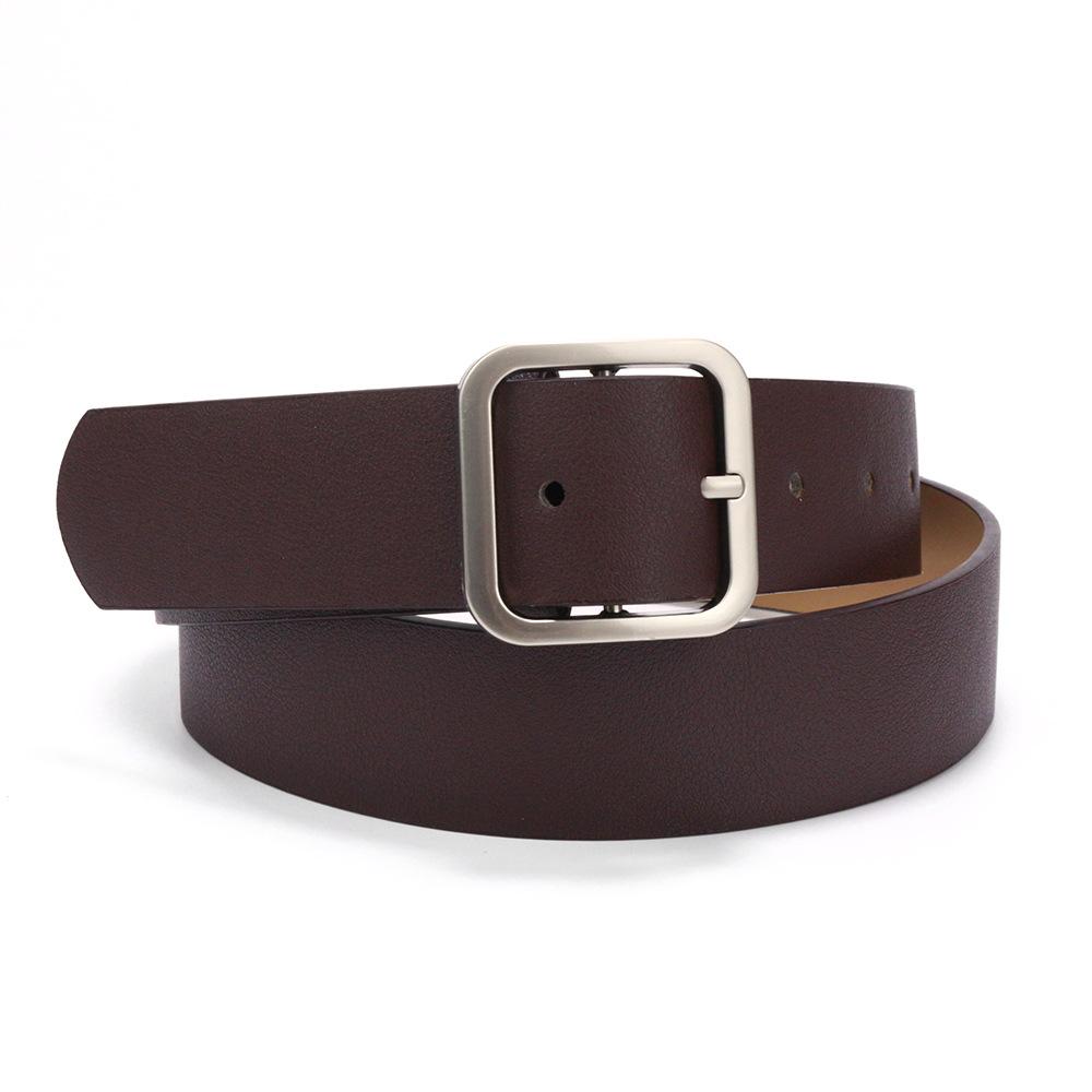 Pu Belt Women'S Simple Jeans With Square Button Head Student Popular Retro Women'S Belt