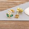 Nidin French Light Luxury Gold Color Natural Freshwater Pearl Stud Earrings For Women Korean Zircon Exquisite Party Jewelry Gift