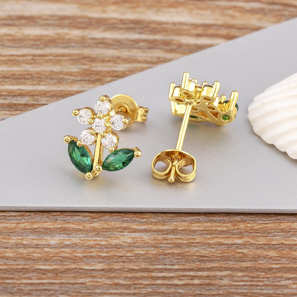 Nidin French Light Luxury Gold Color Natural Freshwater Pearl Stud Earrings For Women Korean Zircon Exquisite Party Jewelry Gift