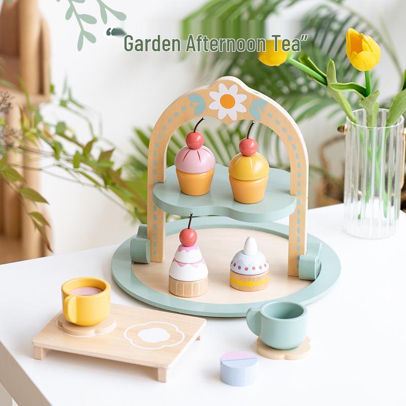 Kids' Wooden Tea & Dessert Role Play Set for Early Education