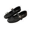 Vintage Vielseitiger Abendwind Ein-Wort Schnallenriemen Runde Spitze Mary Jane Schuhe Pendler 2025 Herbst Kleine Lederschuhe Ballerinas