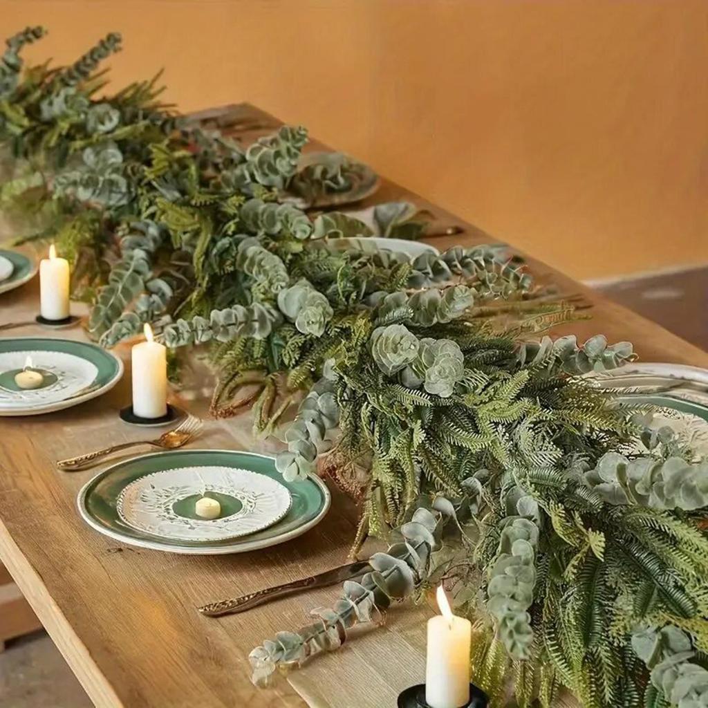 Christmas Pine Garland Artificial Soft Thick Green Christmas Decoration Faux Pine Fireplace Stairs Garland For Home Mantel Table