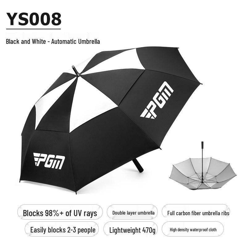 PGM Golf Ultra-Light Carbon Fiber Automatic Umbrella, 125cm Double-Layer Windproof UV Protection UPF50+