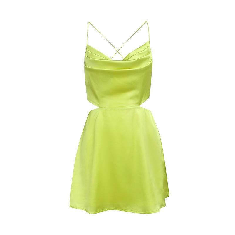Y2K Frühjahr/Sommer Neues europäisches und amerikanisches sexy und elegantes Temperament Slim Fit rückenfreies Riemen einfarbiges Kleid
