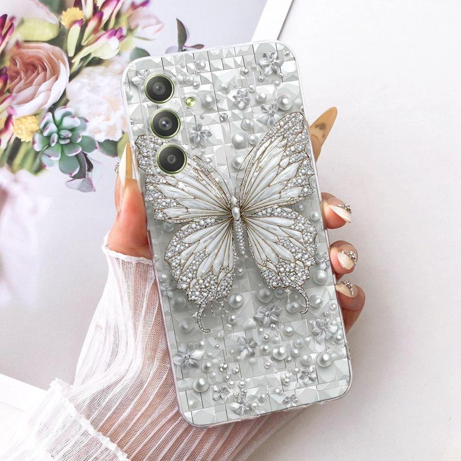 For Samsung Galaxy A54 Cute Flower Butterfly Cat Painted Case For Samsung A54 5G SM-A546B Soft Silicone TPU Phone Cases