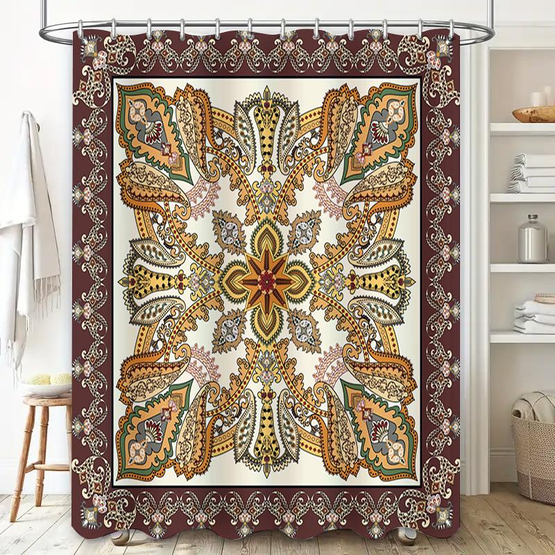 Eleganter Floral Paisley Duschvorhang Für Badezimmer Dekoration Vintage Boho Küche Bad Zimmer Dekoration Mit Quasten Weinrot