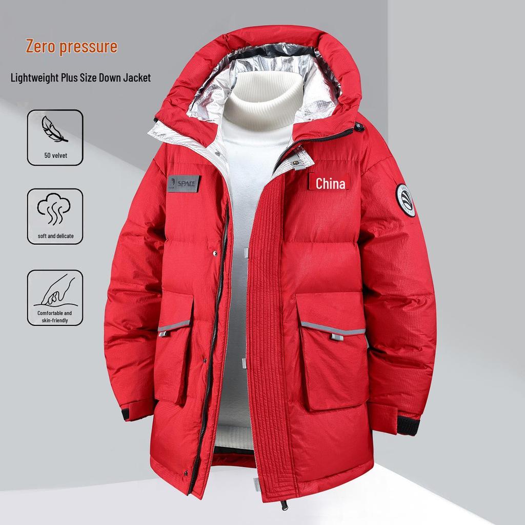 Giacca da Sci da Uomo Taglie Forti - Lunghezza Media, Addensata Calda, Piuma d'Anatra Bianca, Tre Proof Capo Invernale.