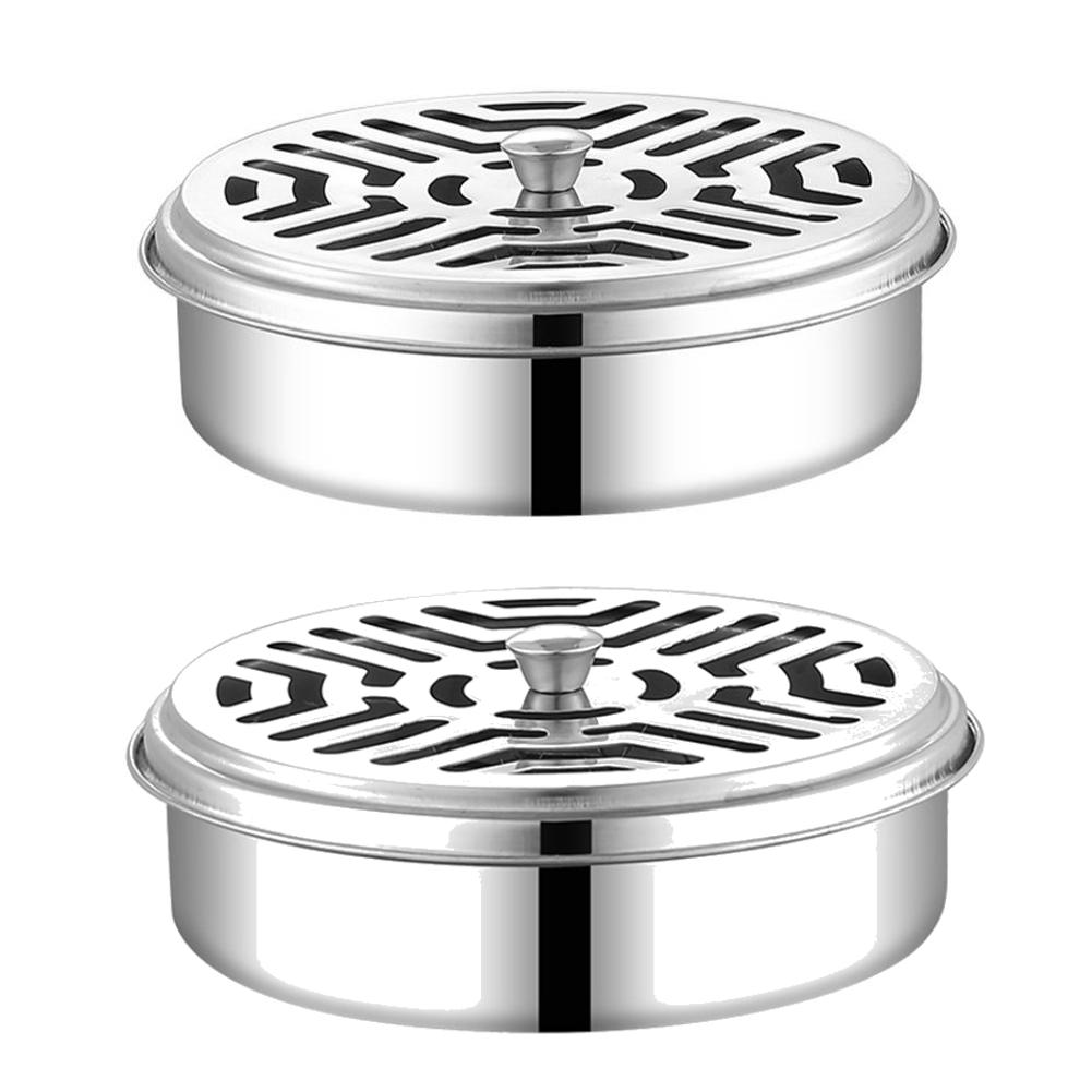 5-1PC Stainless Steel Mosquito Coil Holder Anti Mosquito Spiral Box with Lid Mosquito Coil Burner for Living Room Bedroom Decor