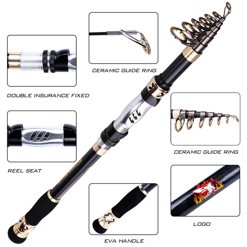 Fishing Rod 1.8-3.0M Ultra Lightweight Carbon Fiber Telescopic Fishing Rod Lengthened Hollow Handle