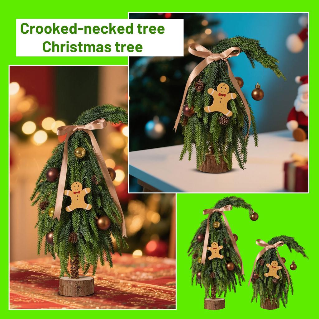 Christmas Tree PE Crooked Neck DIY Decoration Package, Encrypted Desktop Ornament, Simulated Small Tree