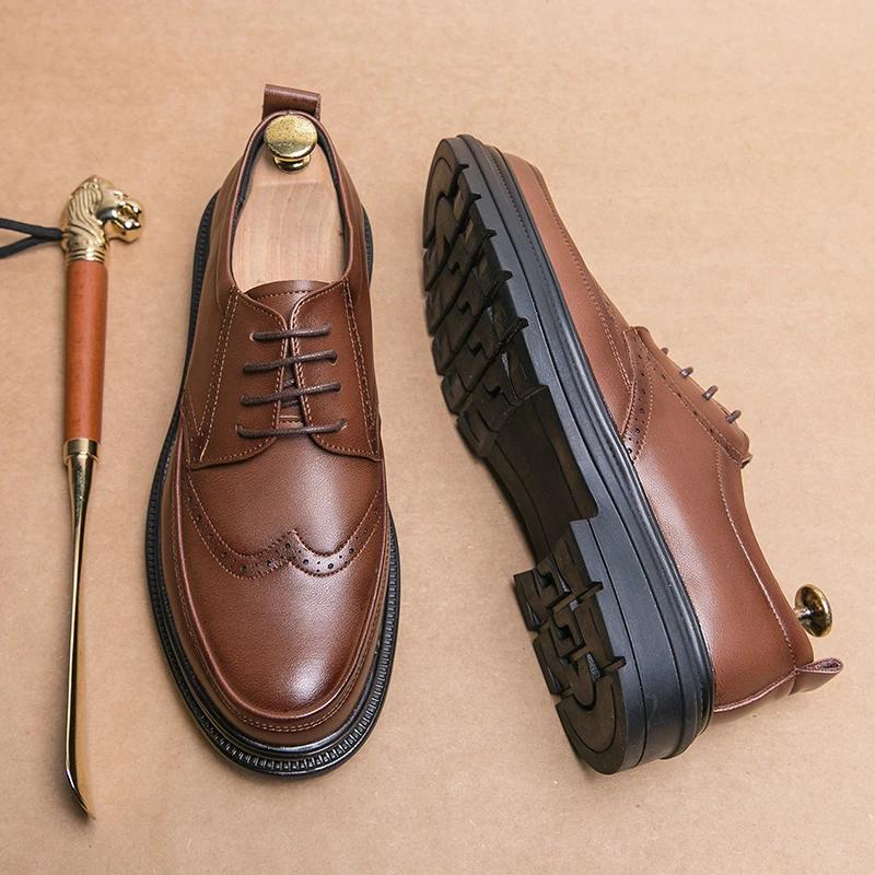 High Quality Brand Lightweight Oxford Shoes Men's Office Business Shoes Trendy Men's Elegant Genuine Leather Shoes Free Delivery