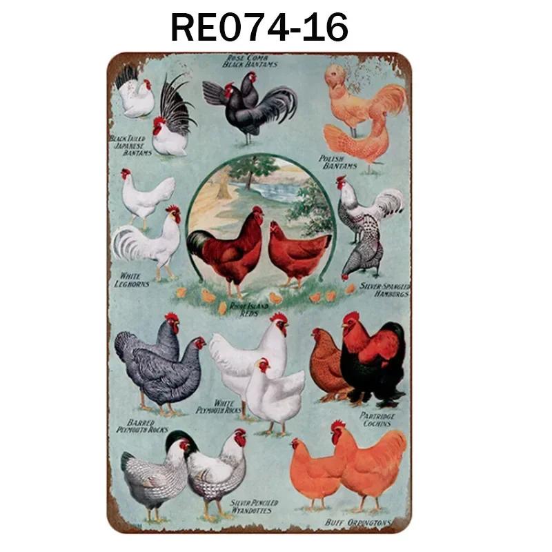 Happy-Hens Fresh Eggs Metal Tinplate Poster Chickens Farm Shop Poster Vintage Restaurant Wall Decor Retro Plaque Signs 20*30cm
