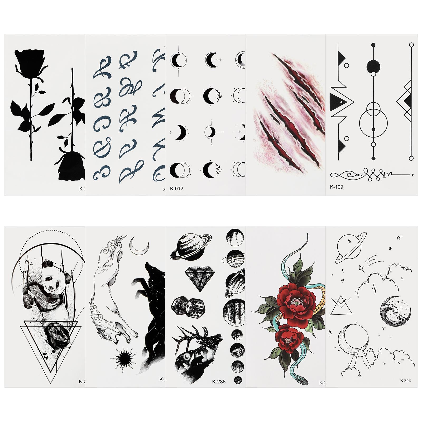 

Набор наклеек для татуировок Moon Star Rose Временные водонепроницаемые поддельные татуировки Временные татуировки с животными Наклейки Художественные татуировки Инструменты для боди-арта Set 05 (10pc)
