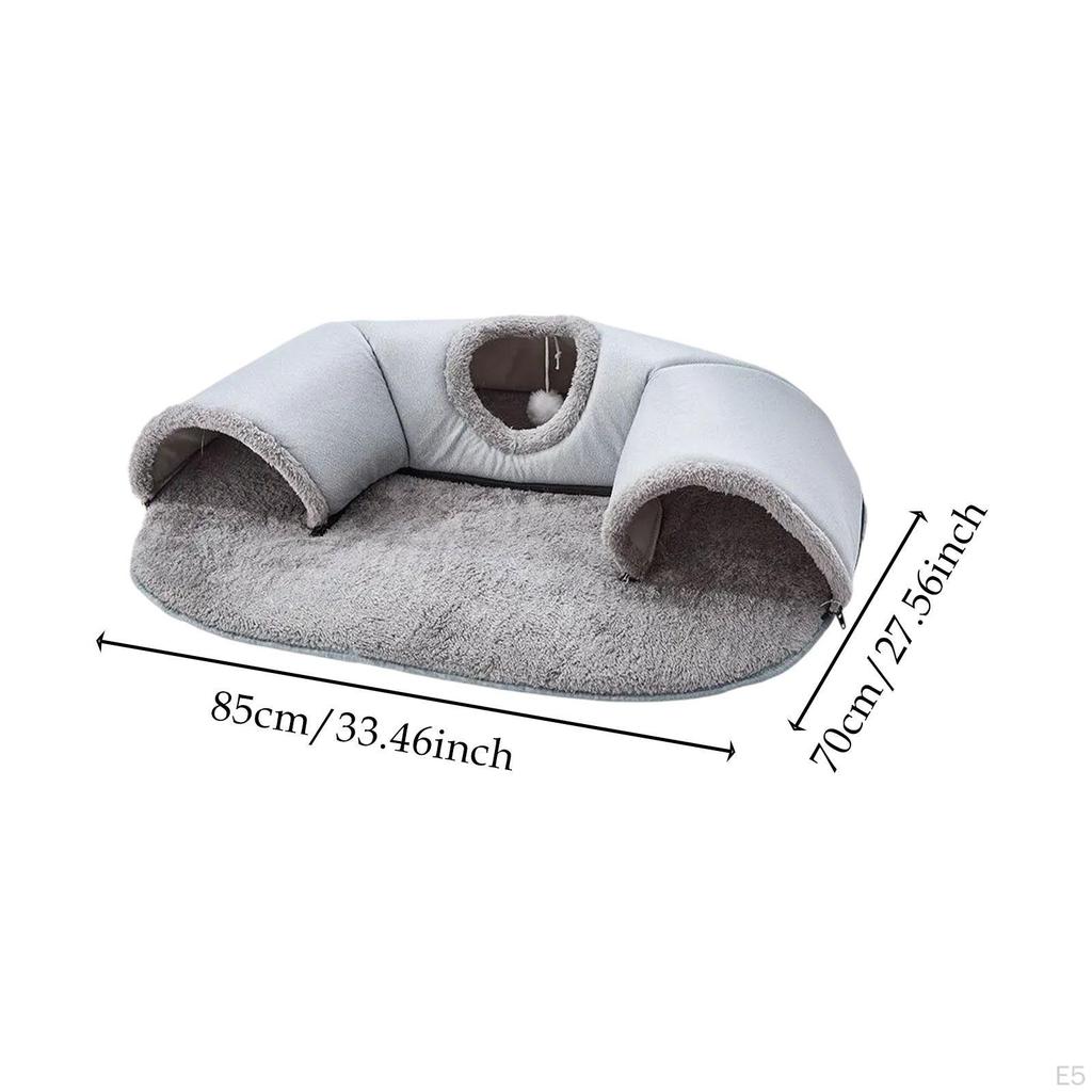 Cat Activity Center Carpet Tunnel Playground, Removable Mat Rug 2 In 1 Bed