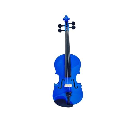 Silvio 4/4 Blue Violin - All Sizes, Beginner, Includes Case, Tuner, Rosin, Shoulder Rest, 2 Violin Bows, Extra Strings and Mute - Black - Suitable for