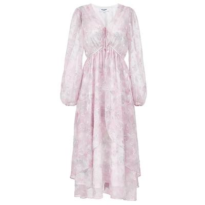 2025 Summer Printed V-Neck Irregular Hem Midi Dress