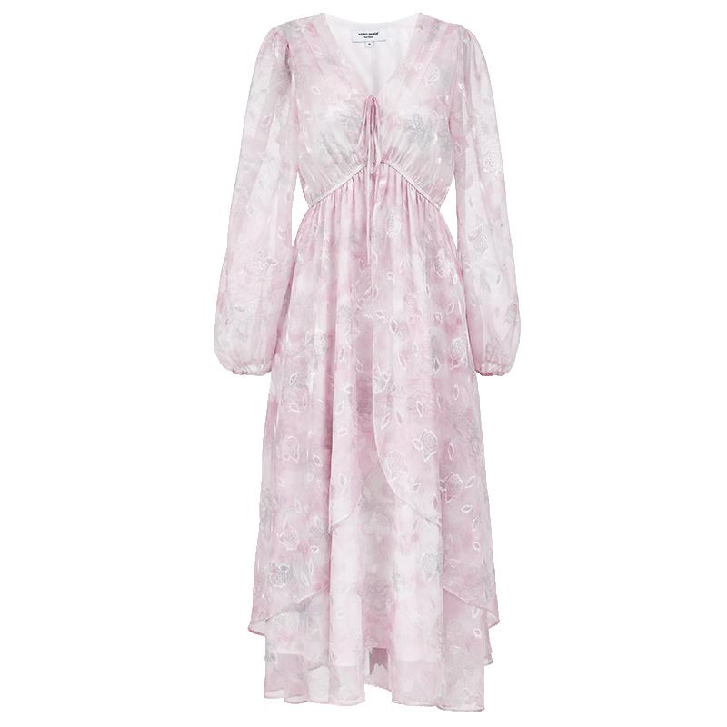 

VEROMODA 2025 Summer V-Neck Print Irregular Hem Midi Dress XS