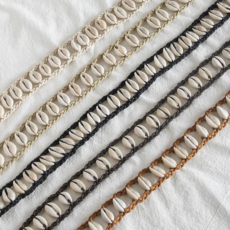 Summer Women's Shell Natural Weaving Ethnic Style Decoration Handmade Women's Waist Rope Fashion Boho Women's Waist Belt