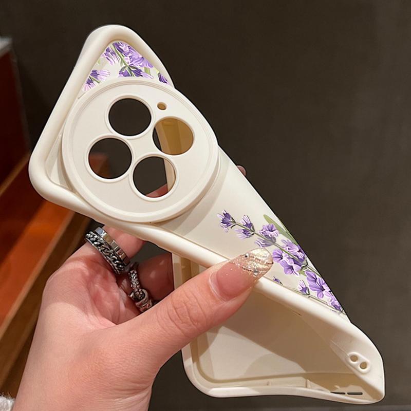 Husă Moale TPU Anti-Cădere cu Imprimeu Floral Violet Pentru OnePlus 13T 13R 13 12R 11R Ace 5 3 2 Rezistentă la Șocuri Protecție Obiectiv Husă Mată pentru Telefon
