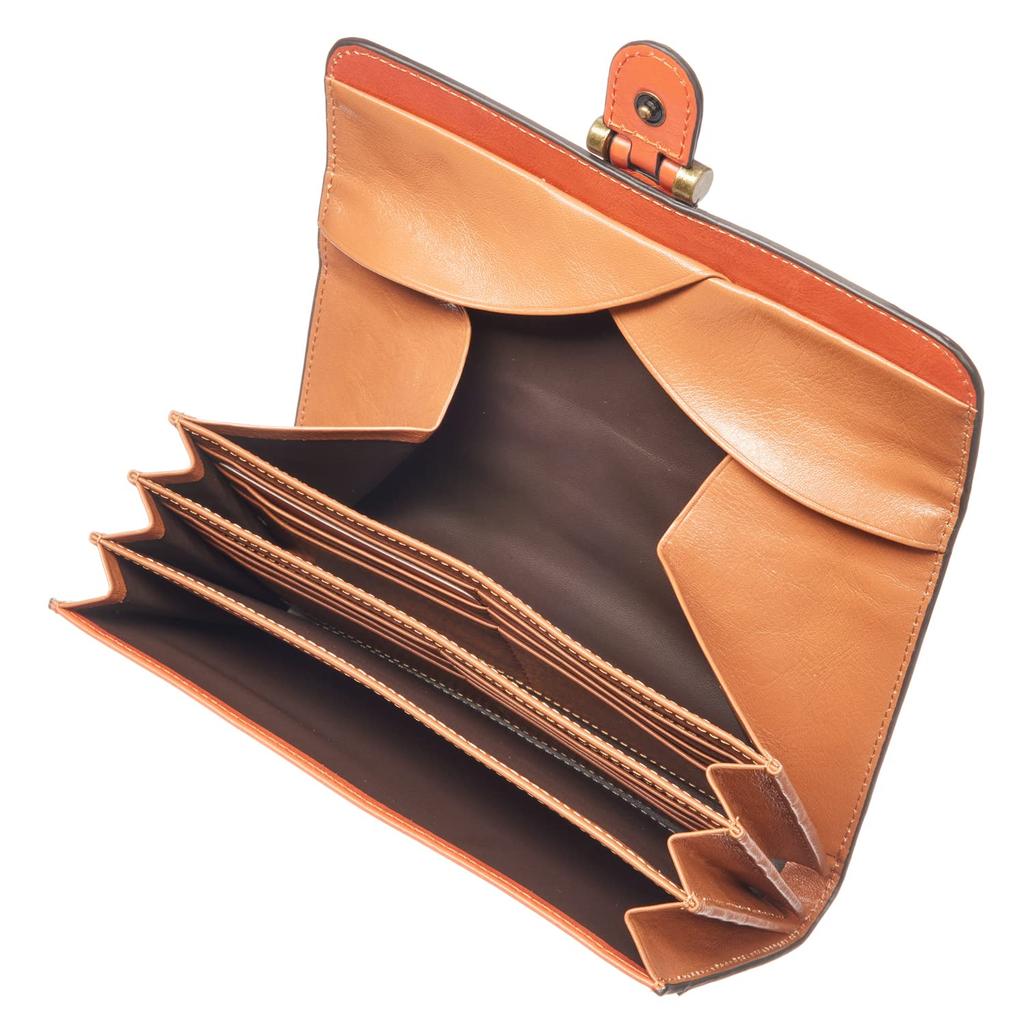 Made by a downtown wallet open cowhide leather long wallet for easy to card easy to large coin boxed [VOICE] shop, women, use, storage, see, purse,