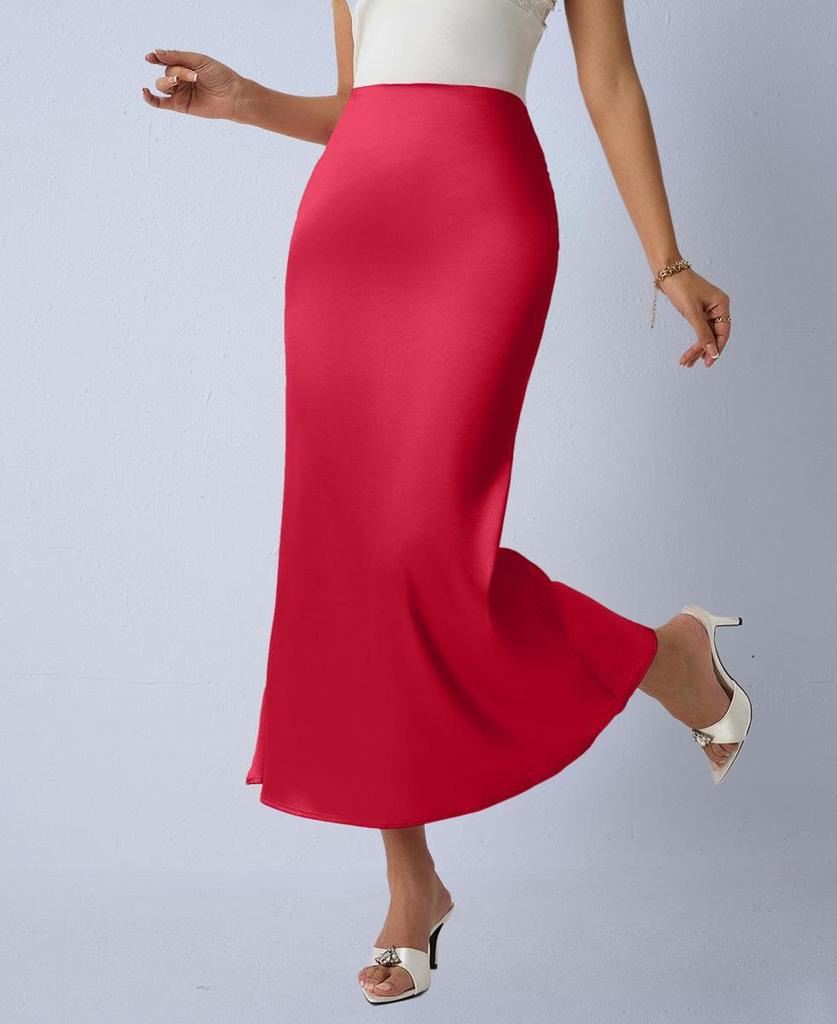 Autumn Satin Slim Fit Fishtail Midi Skirt for Women