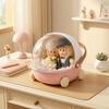 Cute Cradle Stroller Storage Box for Doll Toy Organizer box with Flip Lid Dustproof Portable Desktop Multi Use Storage Container