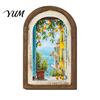 Teak Wood Wall Art Lemon Arched Decor, Pastoral Flowers Wooden Sign, Nordic Desktop Decorative Ornament Style Decoration for Home Kitchen Bedroom