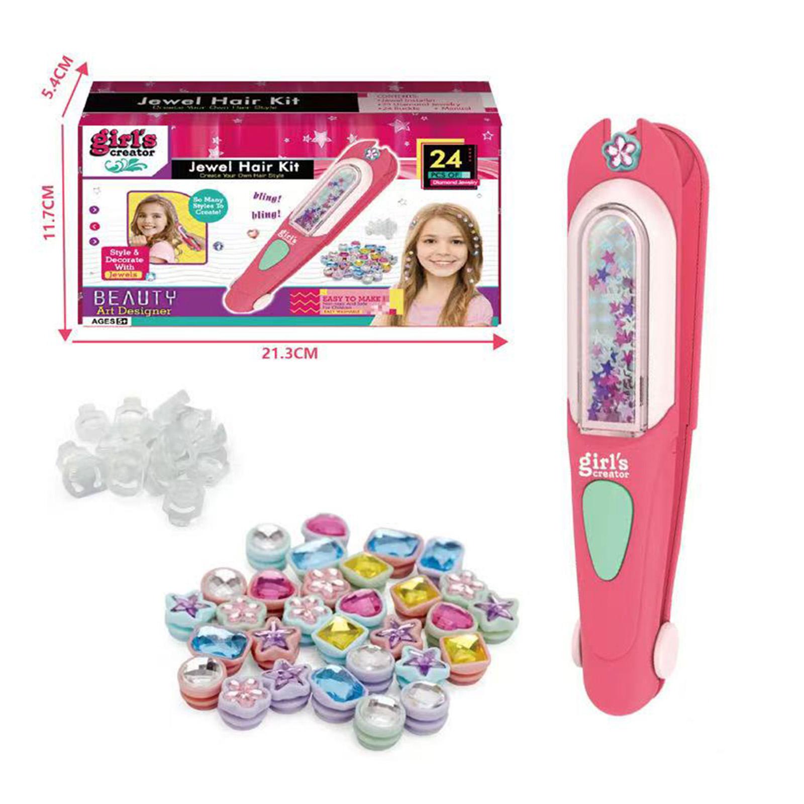 

Набор штампов для украшения волос с временным мелком для волос, степлер для украшения волос драгоценностями, штамп для украшения волос драгоценностями для девочек, смываемый набор мелков для волос для девочки