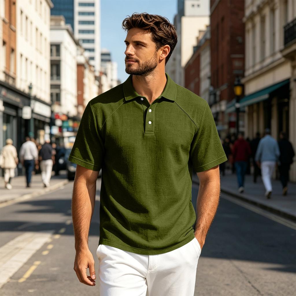 Mens Polo Shirts Short Sleeve Lightweight Cotton Linen Collared Casual Dress Shirts for Men Golf Polos for Men