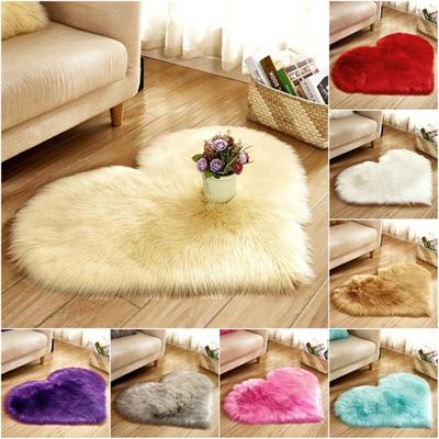 Tapis en peluche en forme de cœur d'amour, antidérapant, pour porte, décoration de chevet de maison, 30x40cm