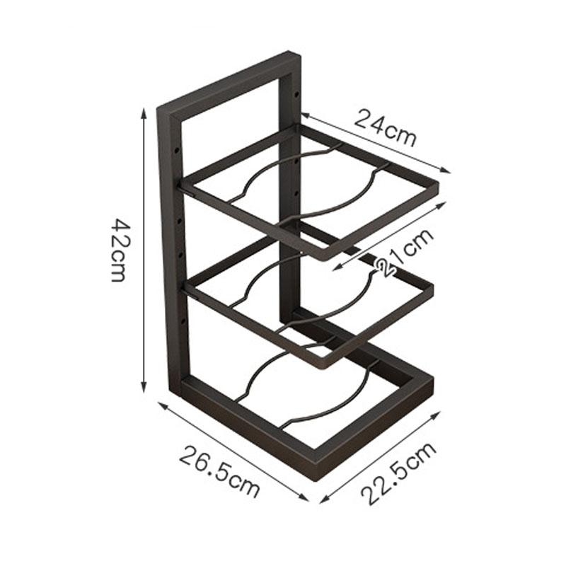 Verstellbarer Topfregal-Organizer Küche Edelstahl Topfaufbewahrungsregal Mehrschichtiger Haushalts-Topf- und Pfannen-Organizer für die Küche