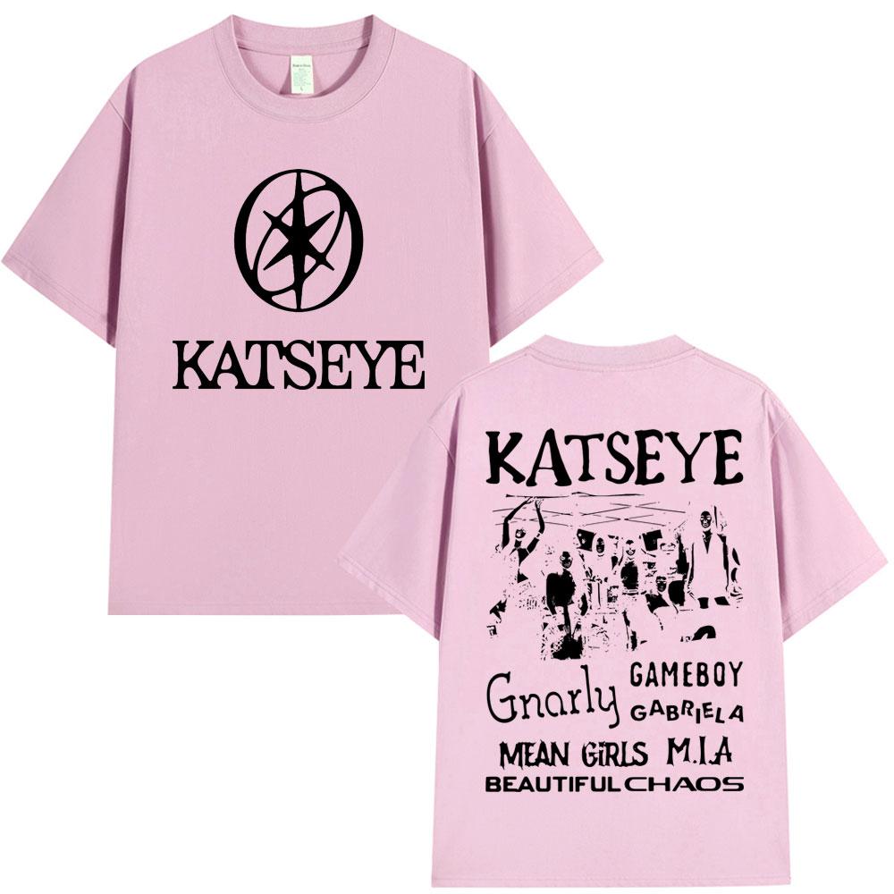 Kpop Katseye pattern mens and womens Tshirts large size roundneck shortsleeved cotton casual Tshirts streetwear