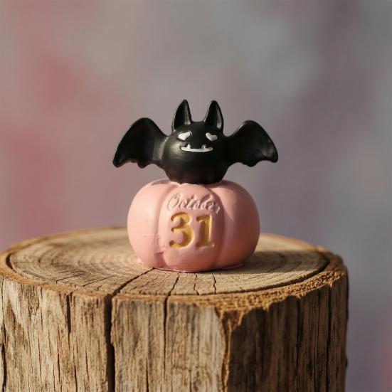Yousheng Cute Halloween Resin Sculpture, Small Table Decorations, Mini Adorable Owl Bat Pumpkin Ghost Decor for Party Home Scenes Creative Holiday