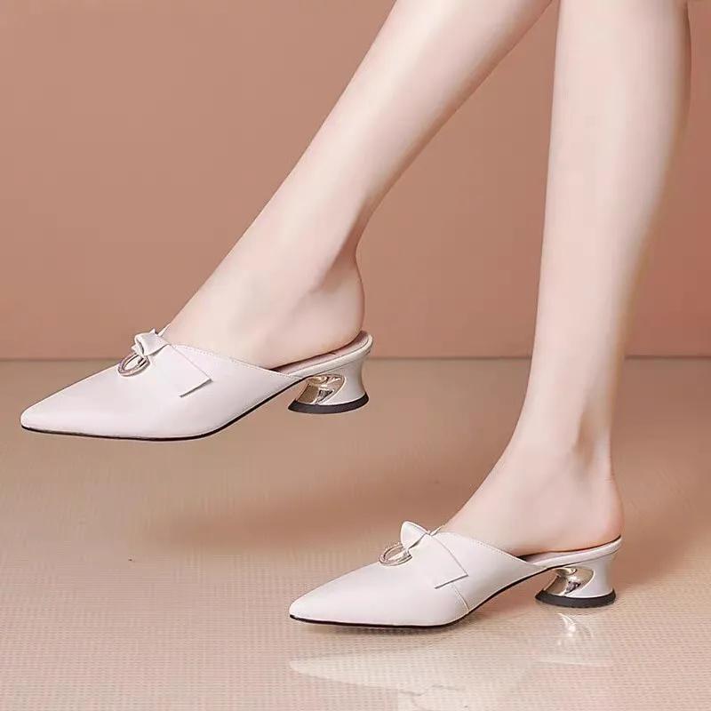 Zapatos De Mujer Women Cute Pointed Toe Pink Comfort Spring & Summer Heel Shoes Lady Cool Comfort Office & Party Heels Ab605