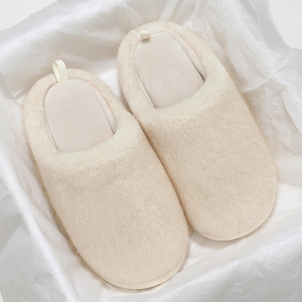 Home plush cotton slippers autumn and winter couple indoor home soft bottom non-slip warm fluffy slippers