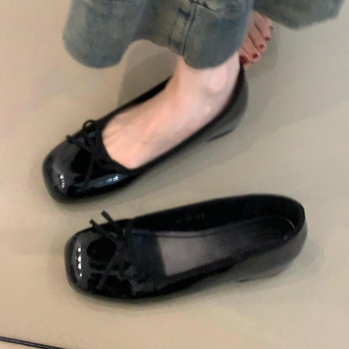 

Версия в наличии~ Вечерние туфли на плоской подошве нюдового цвета, женские туфли-балетки на танкетке, французские универсальные туфли 40 чёрный