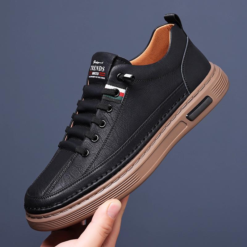 Fashion Men's Leather Casual Sneakers Non-Slip Business Daily Shoes