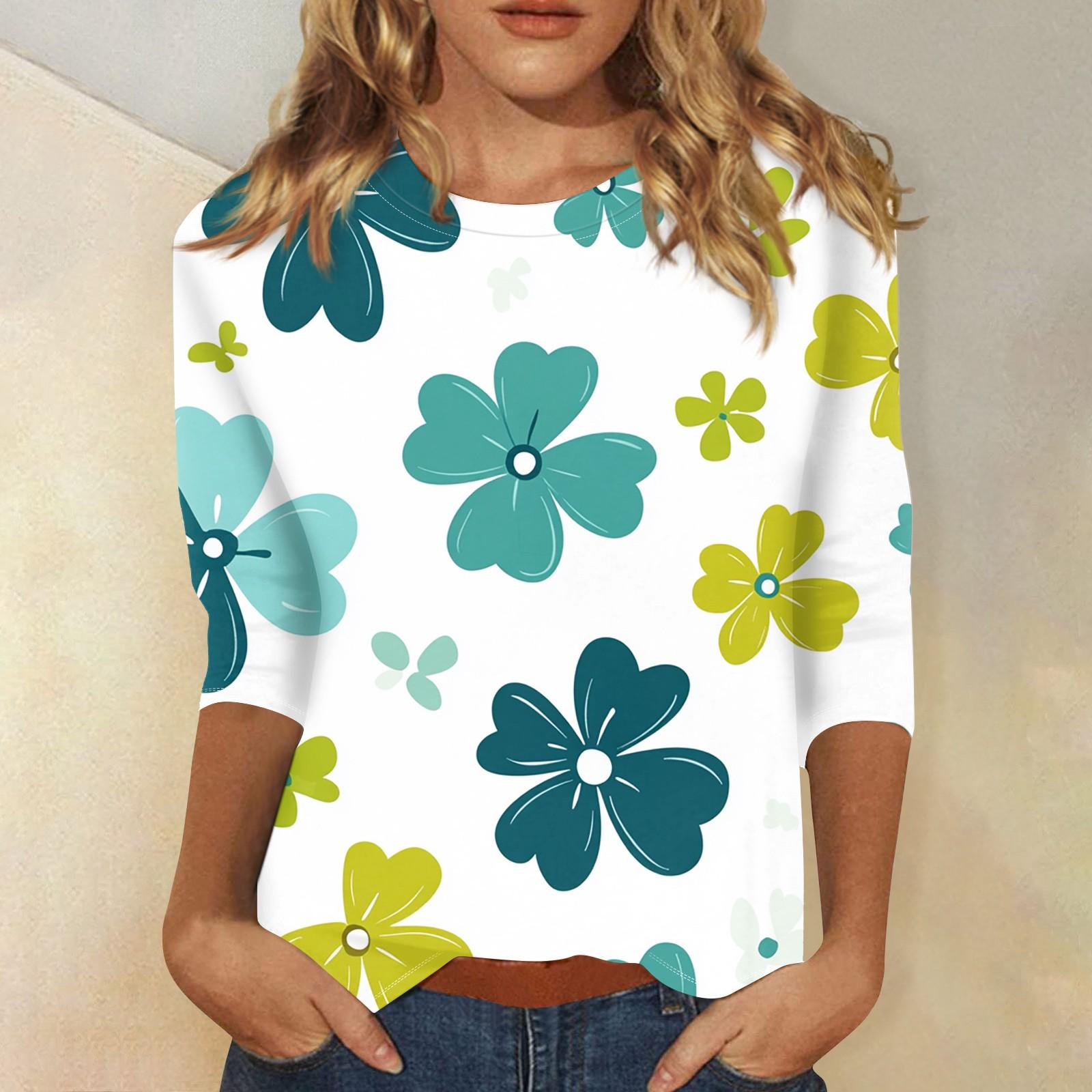 

Женский стильный повседневный круглый вырез St. Футболка с рукавом три четверти и принтом ко Дню Святого Патрика S белый