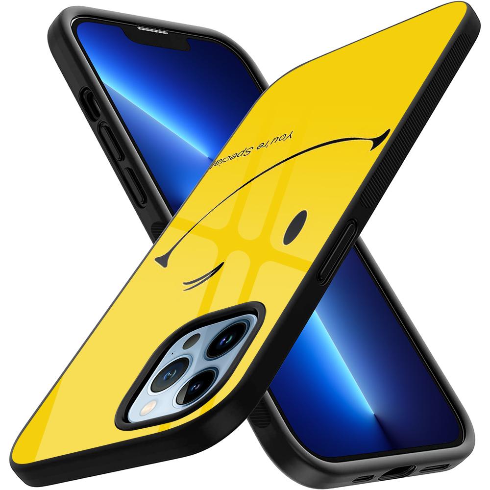Cartoon Cute Smilely Case For Iphone 14 13 11 12 Pro Max Mini Xs Xr X 7 8 6s Plus Se 2022 Tempered Glass Protection Shell Coque