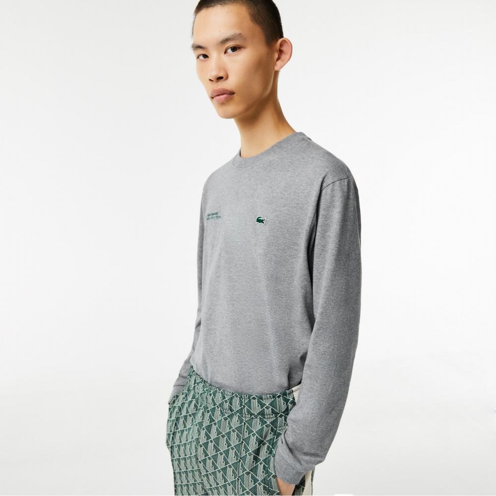 

LACOSTE Мужская Футболка С Длинным Рукавом С Графикой Меланж Серый