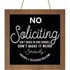 10" No Soliciting Sign for House, Don't Knock or Ring Doorbell, Wooden Sign for Front Door- Wood Hanging Sign for Home House Decor, House Welcome